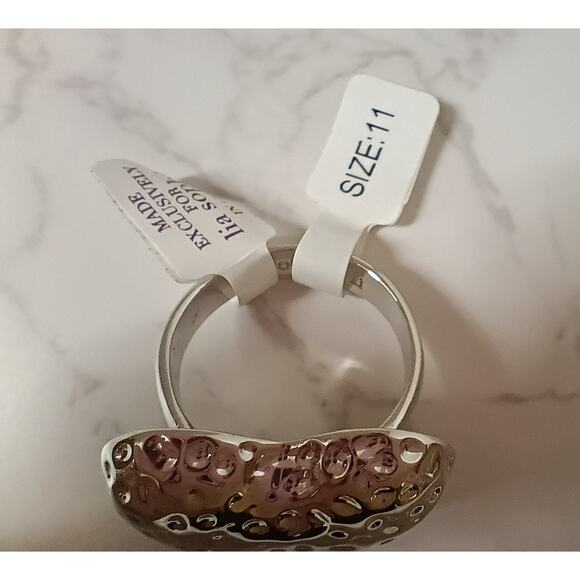 NEW Lia Sophia Silver Textured Heart Ring - Size 11 - Picture 3 of 5